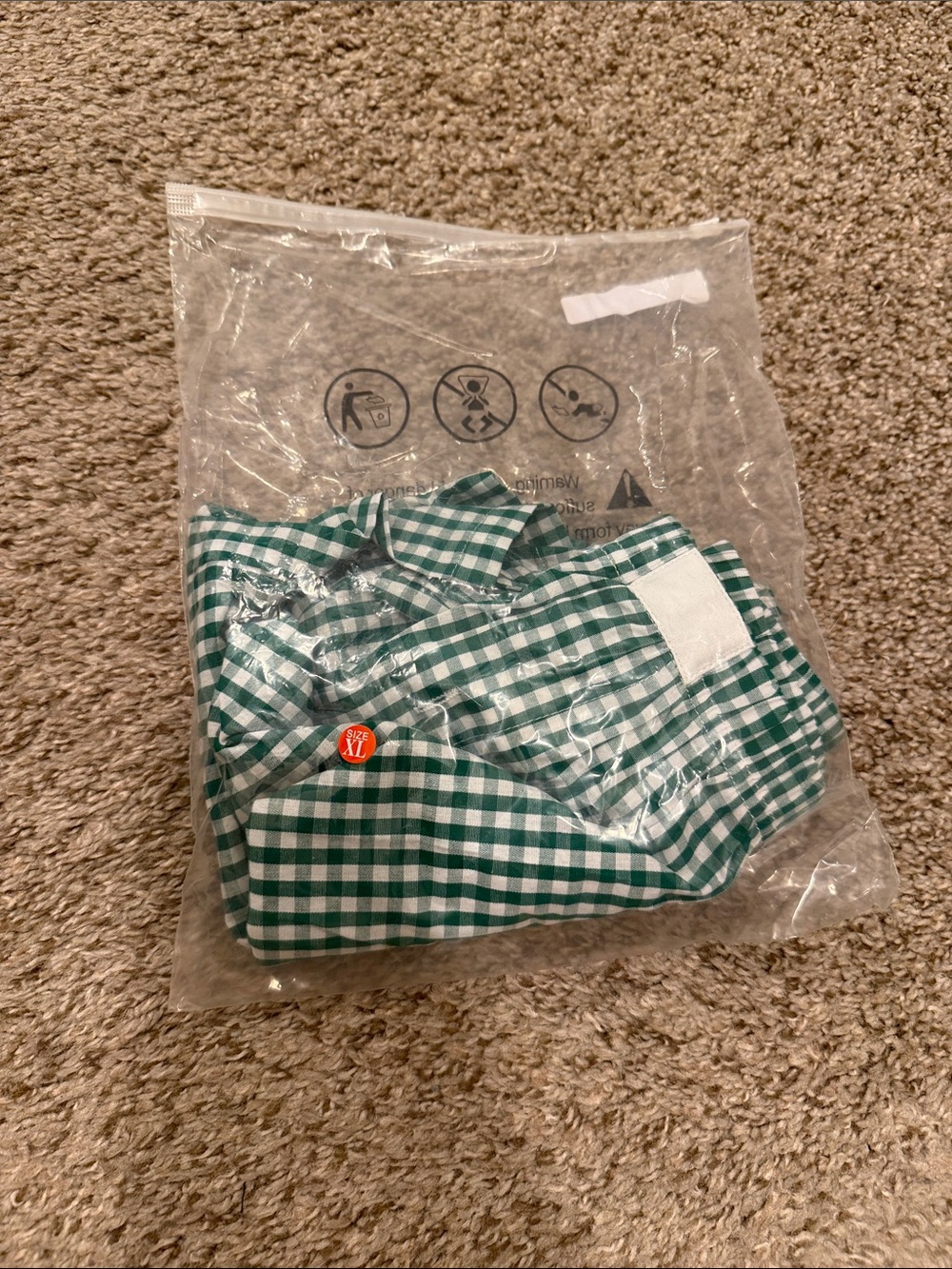 Green Gingham Button-Up Shorts - Picture 2 of 2